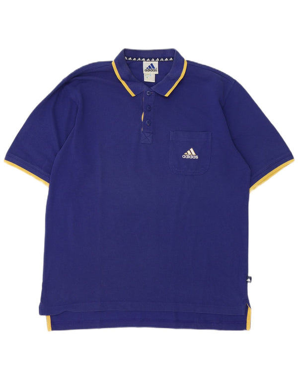 Camisa polo masculina Adidas UK 42/44 grande algodão azul marinho