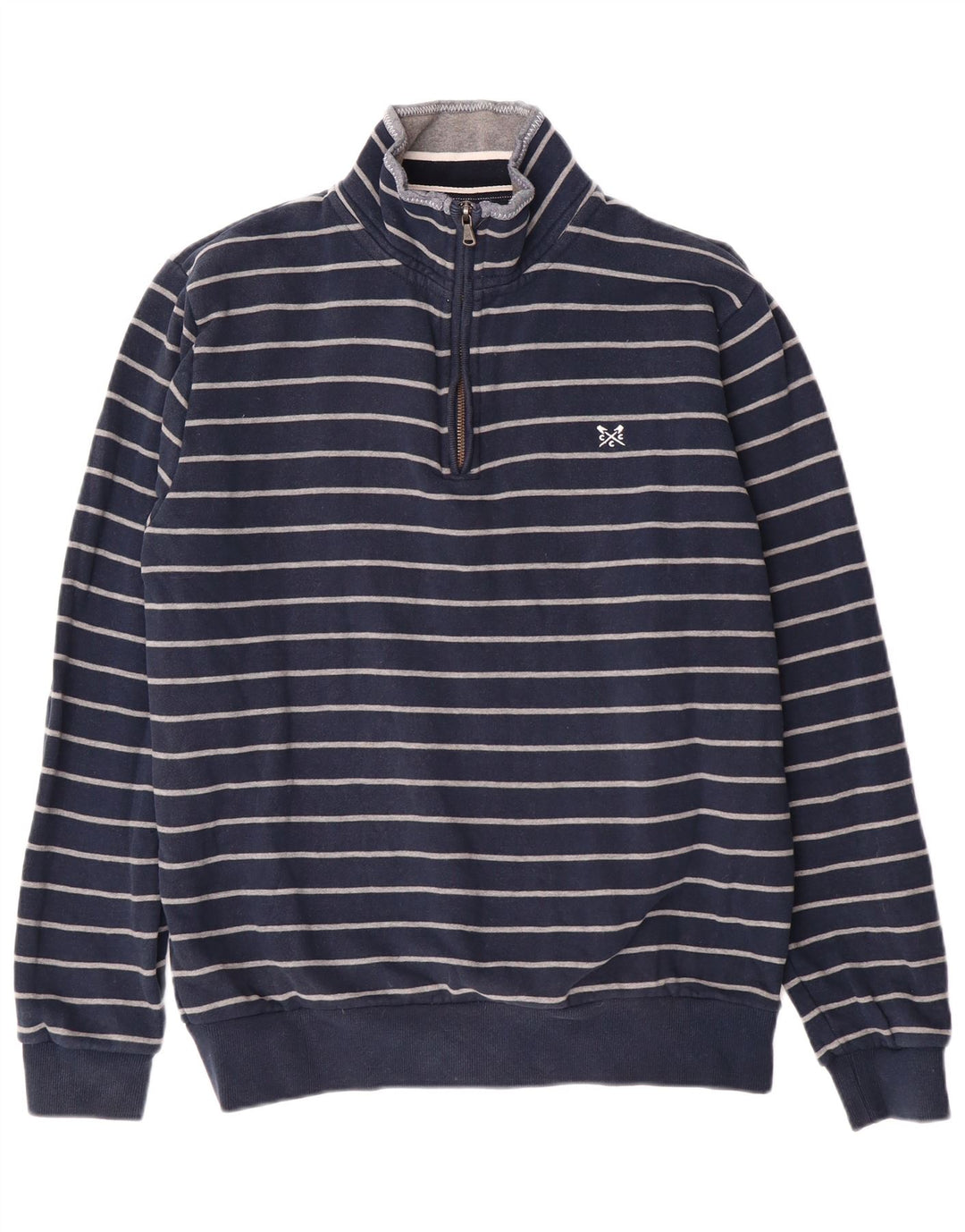 Crew Clothing Mens Moletom Jumper Pequeno Algodão Listrado Azul Marinho