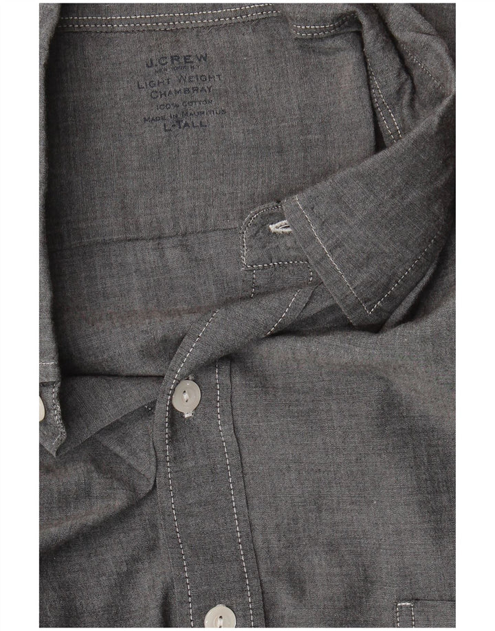 Camisa alta masculina J. CREW grande algodão cinza