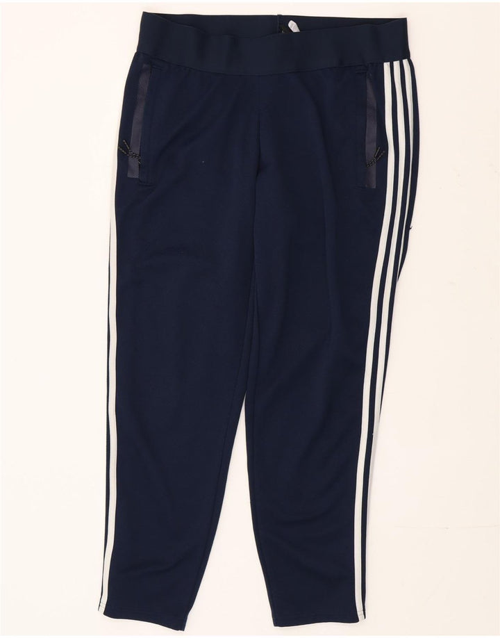 Calça de treino feminina Adidas UK 16/18 grande azul marinho poliéster