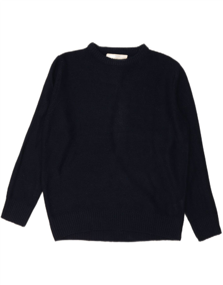 Zara Suéter feminino oversized com gola canoa Reino Unido 14 médio azul marinho