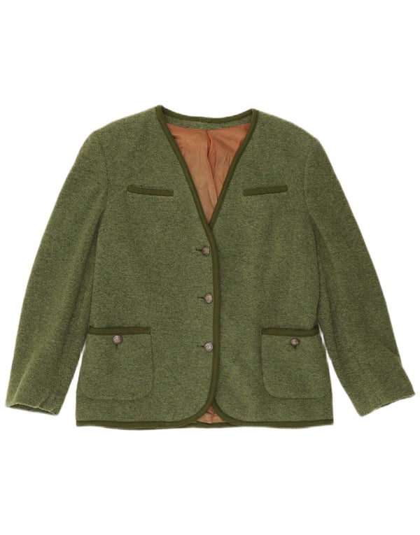 Jaqueta Blazer Feminina Vintage com 3 Botões Reino Unido 12 Verde Médio