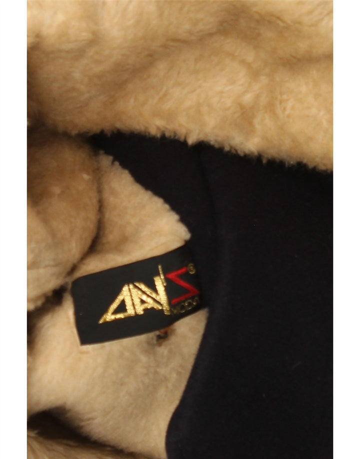 Casaco masculino vintage sherpa com peito duplo Reino Unido 36 pequeno azul marinho