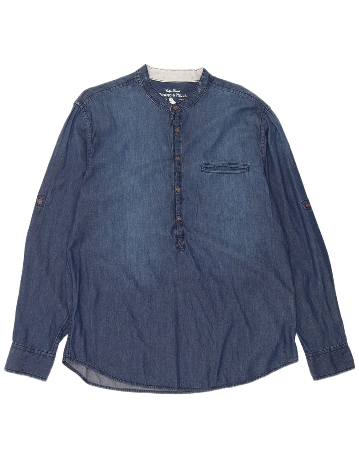 Camisa jeans masculina Grand & Hills pulôver XL azul algodão