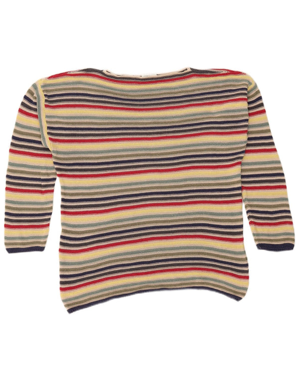 Suéter feminino Benetton com gola canoa UK 10 pequeno multicolorido