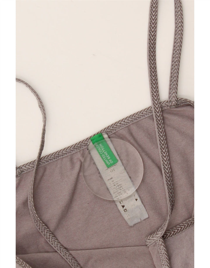 Top feminino Benetton Crop Cami UK 8 pequeno cinza poliamida