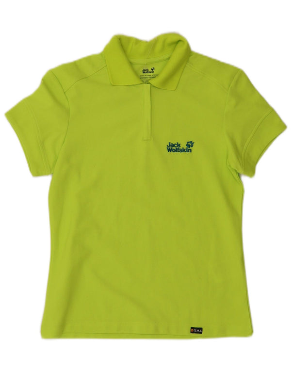 Camisa polo feminina JACK WOLFSKIN Reino Unido 10 poliéster verde pequeno