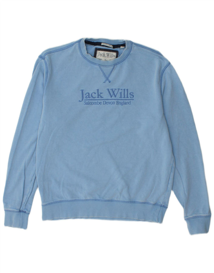 JACK WILLS Suéter gráfico masculino de algodão azul médio