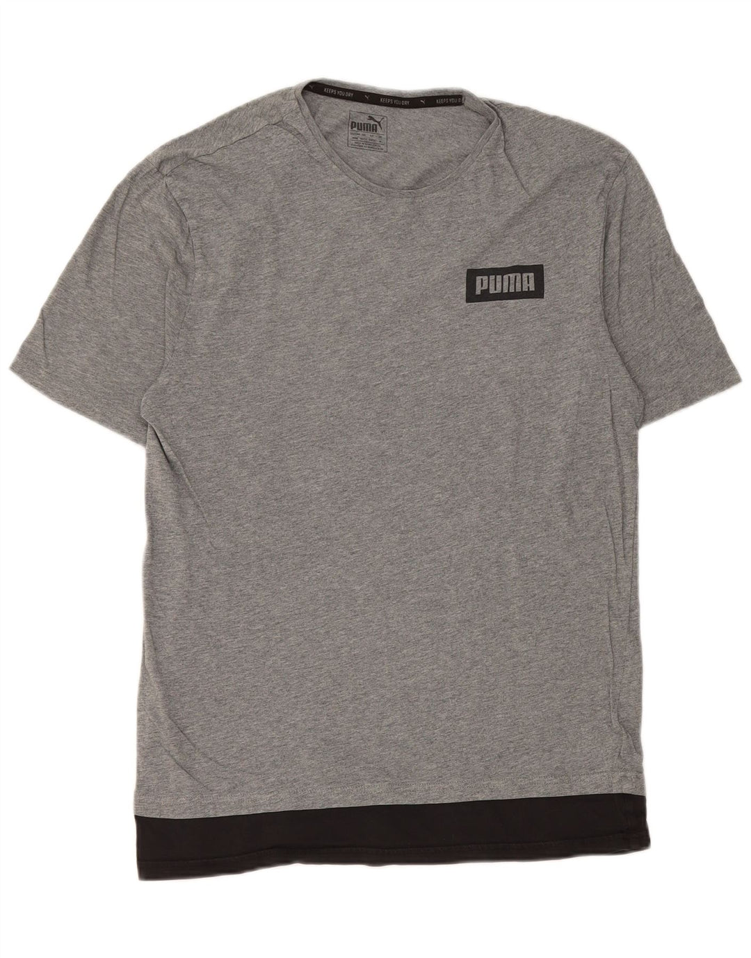 Camiseta masculina Puma Graphic Top cinza médio algodão colorblock