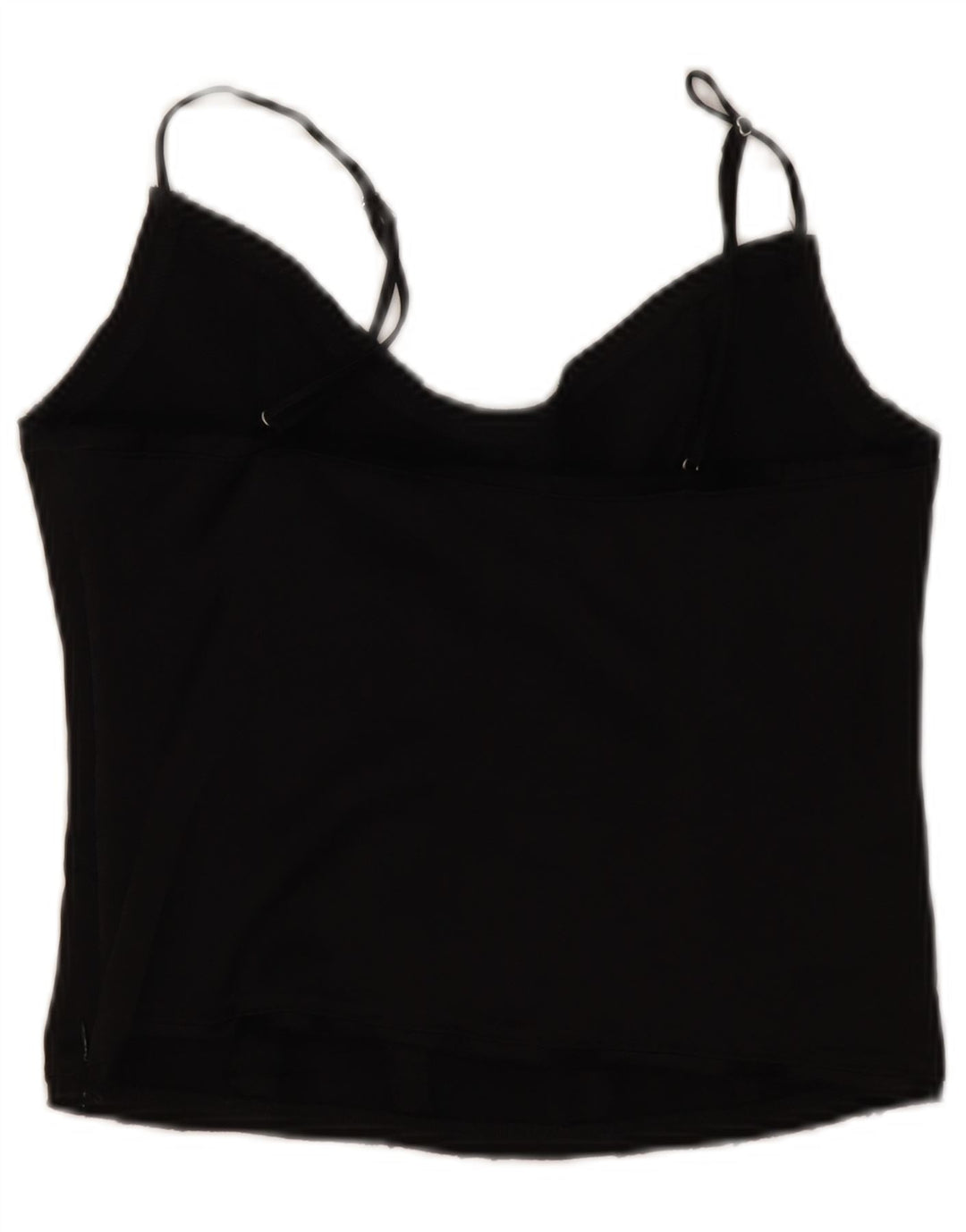 Zara Womens Crop Cami Top UK 12 Médio Preto Viscose