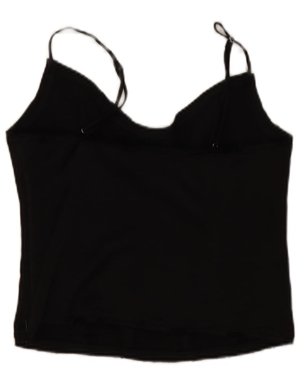 Zara Womens Crop Cami Top UK 12 Médio Preto Viscose