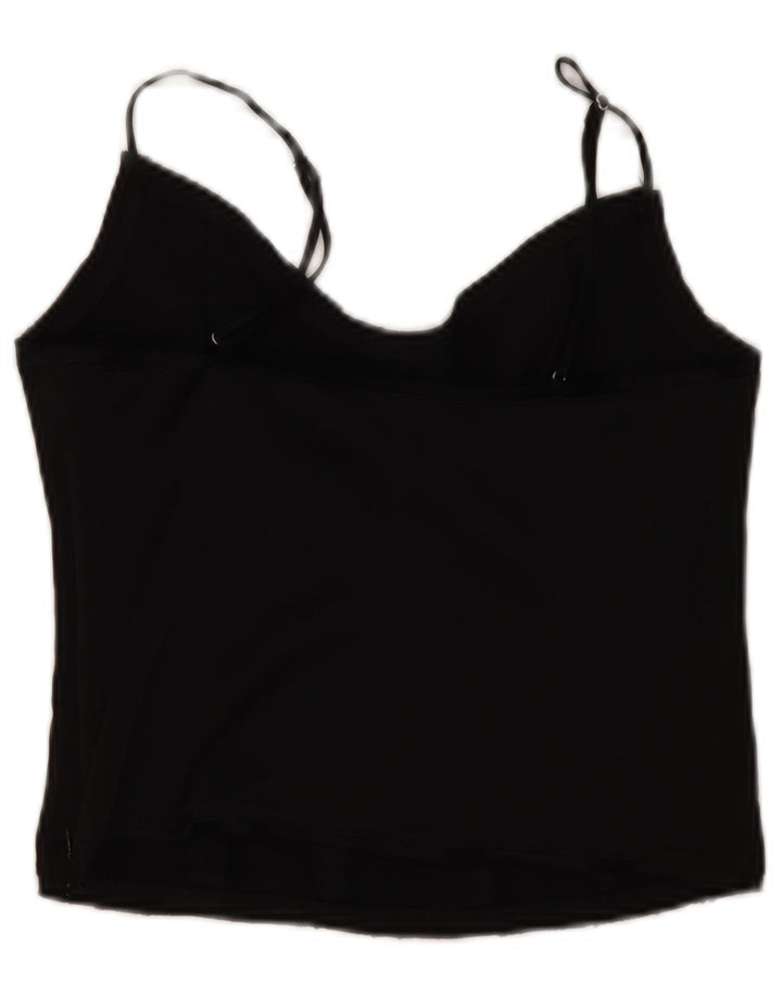 Zara Womens Crop Cami Top UK 12 Médio Preto Viscose