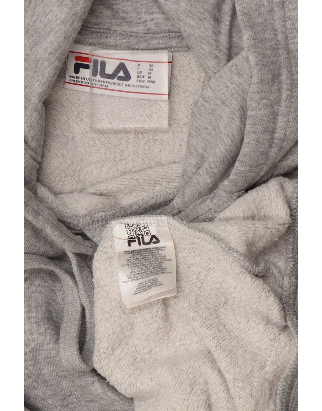 Fila Womens Hoodie Jumper UK 14 Médio Algodão Cinza
