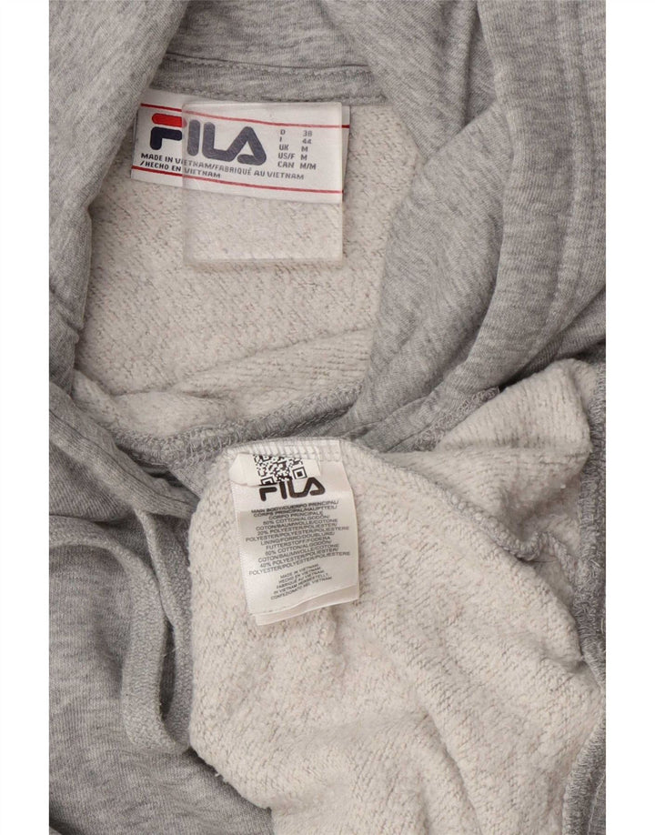Fila Womens Hoodie Jumper UK 14 Médio Algodão Cinza