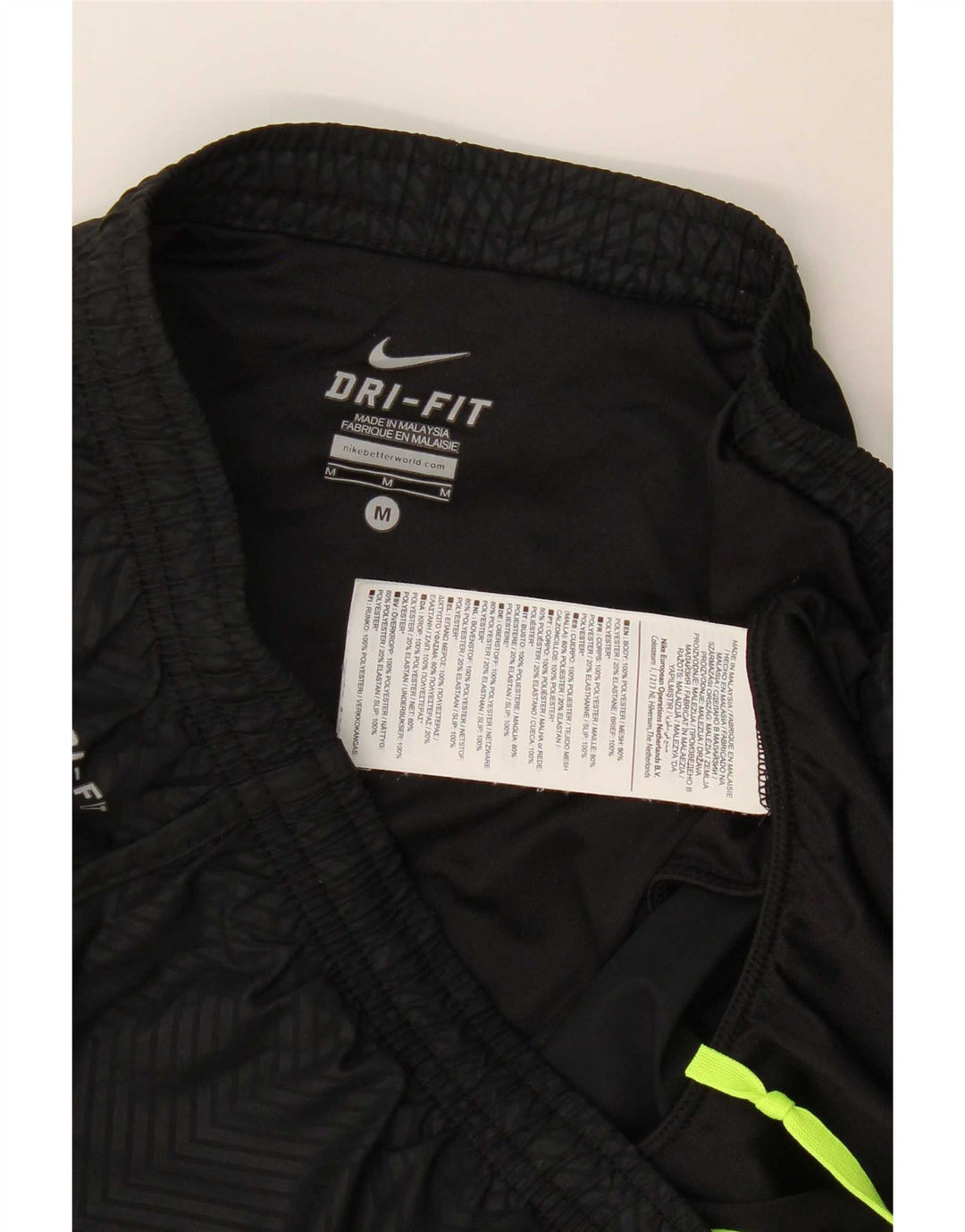 Shorts esportivos femininos Nike Dri Fit UK 14 médio preto Chevron poliéster