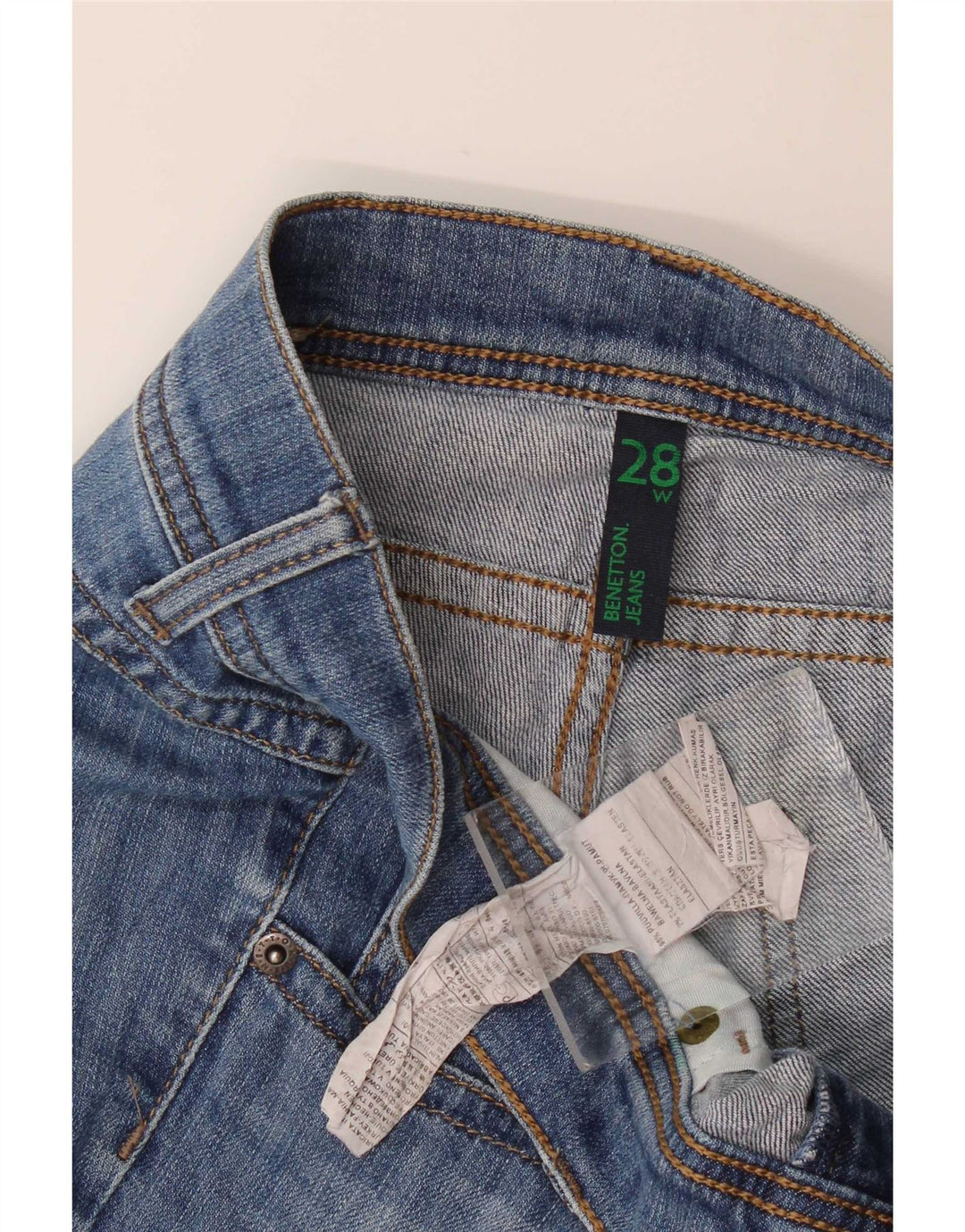 Benetton Calça Jeans Feminina Regular Fit W28 L28 Azul Algodão
