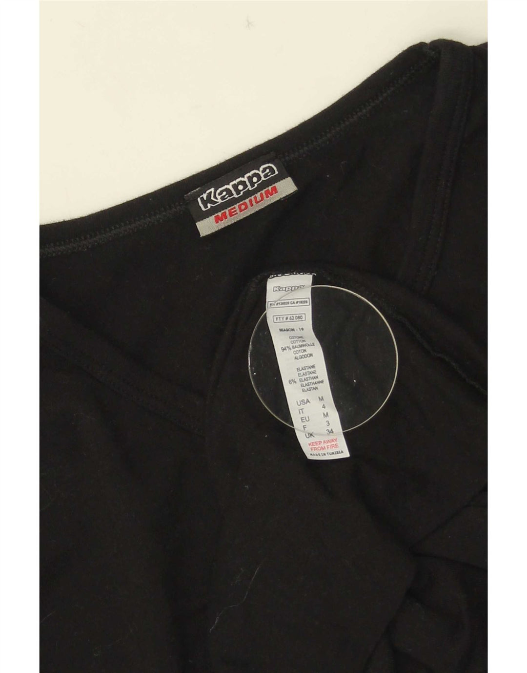 Camiseta feminina Kappa UK 12 algodão preto médio