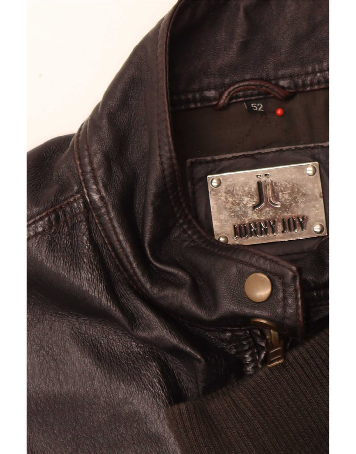 Jaqueta bomber de couro masculina vintage IT 52 XL marrom retrô