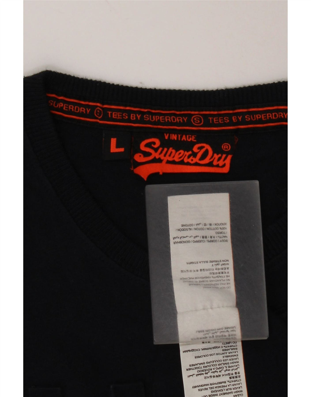 Camiseta gráfica masculina Superdry Top grande algodão azul marinho