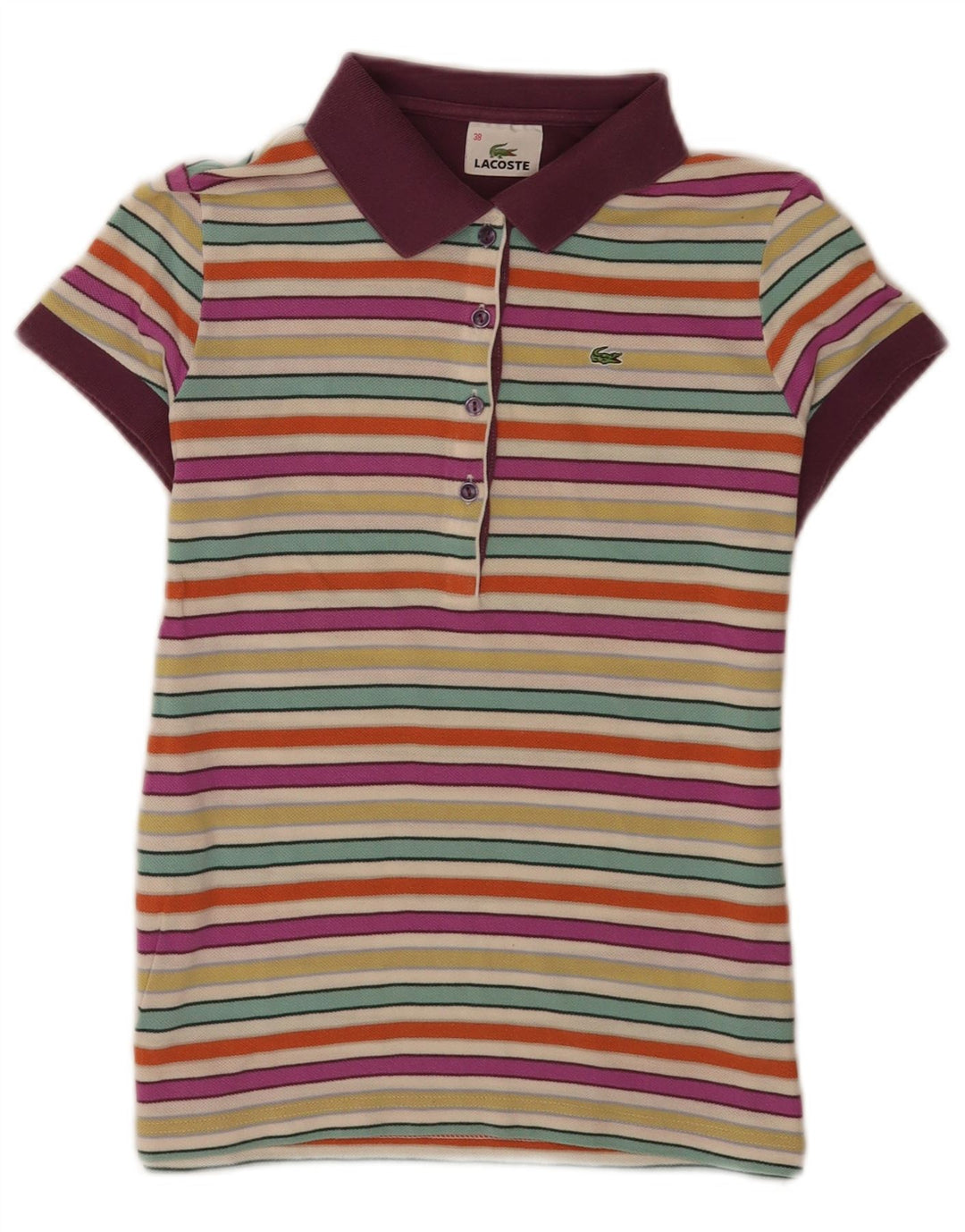 Camisa polo feminina regular Lacoste tamanho 38 médio listrado multicolorido