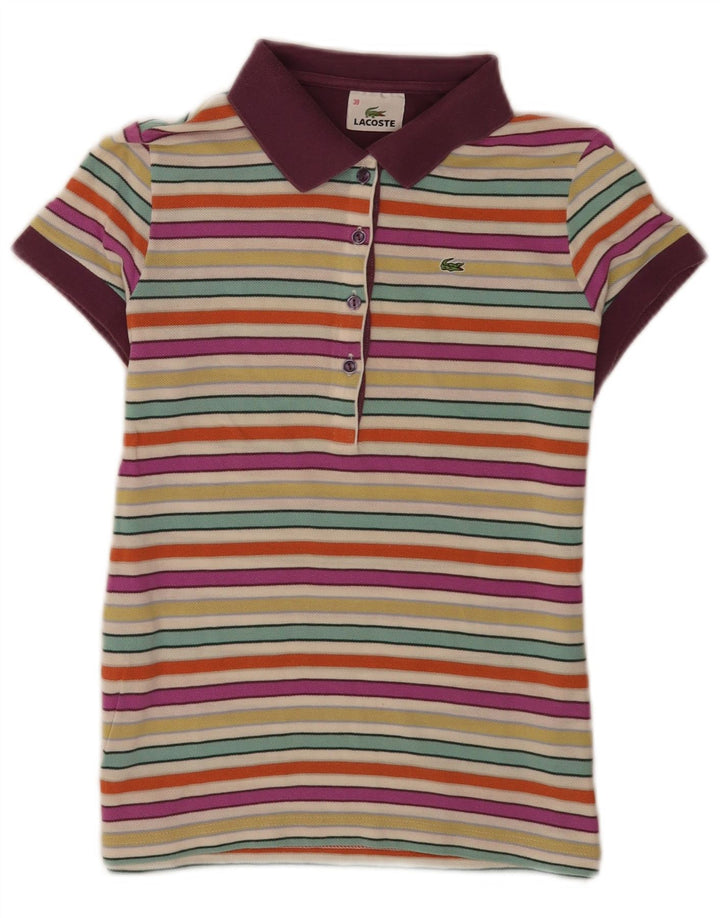 Camisa polo feminina regular Lacoste tamanho 38 médio listrado multicolorido