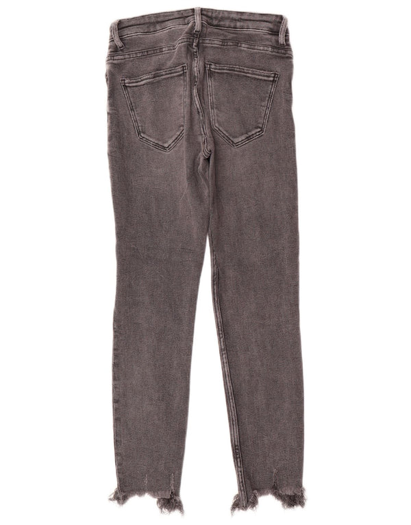 Zara Jeans skinny feminino desgastado UE 38 pequeno W28 L27 cinza