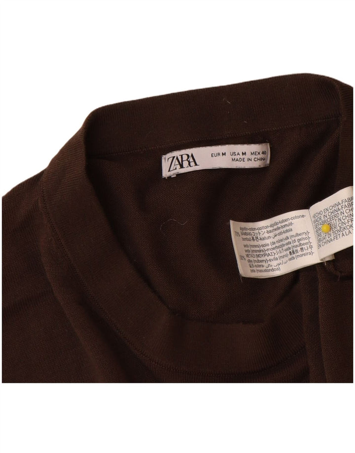 Zara Suéter masculino com gola redonda e algodão marrom médio
