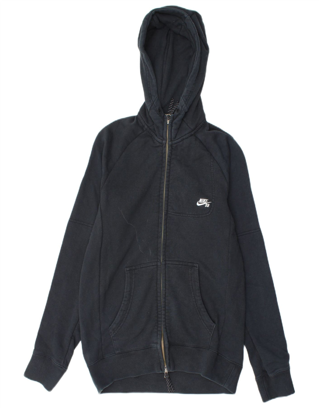 Suéter masculino Nike com capuz e zíper pequeno de algodão preto
