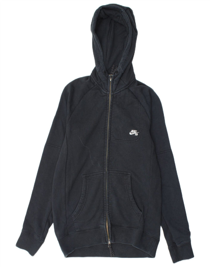 Suéter masculino Nike com capuz e zíper pequeno de algodão preto