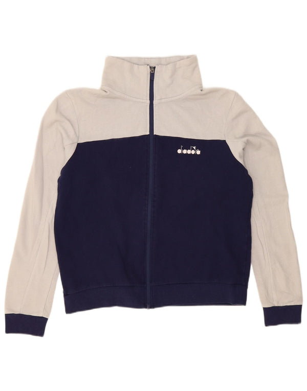 Diadora Womens Tracksuit Top Jacket UK 18 XL Azul Marinho Colourblock Algodão