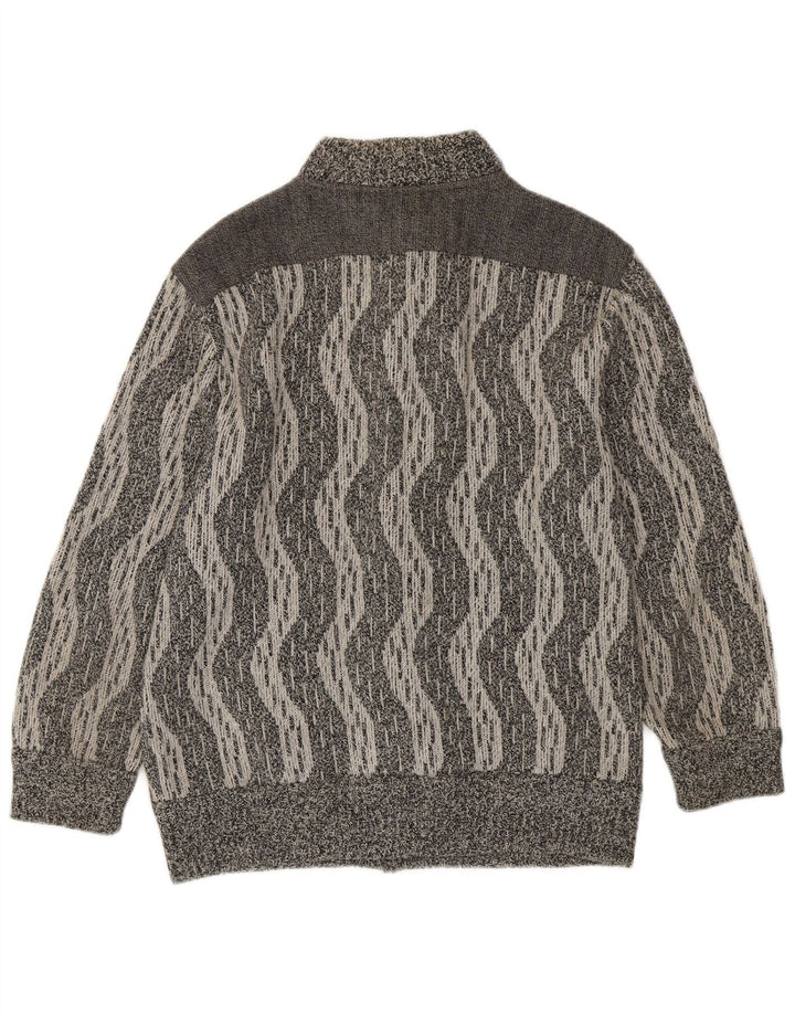 Suéter cardigã masculino De Pletrl IT 50 lã Chevron cinza médio