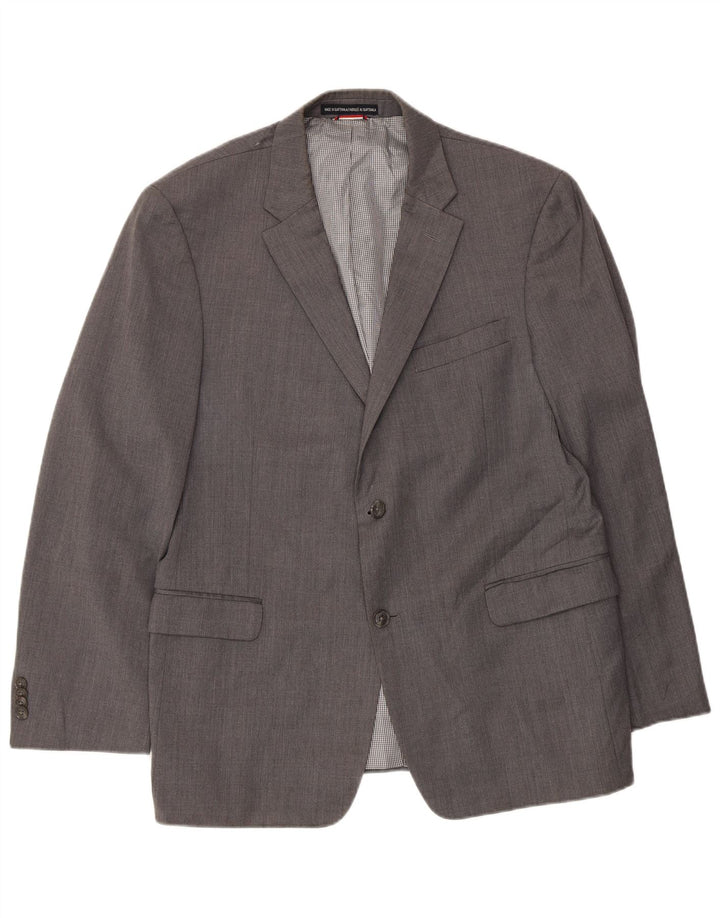 Jaqueta blazer masculina Tommy Hilfiger com 2 botões Reino Unido 42 XL lã cinza