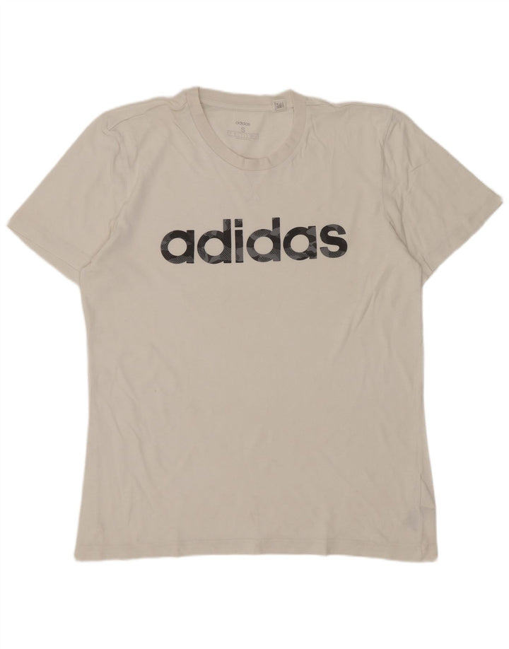 Adidas Mens Graphic T-Shirt Top Pequeno Algodão Branco