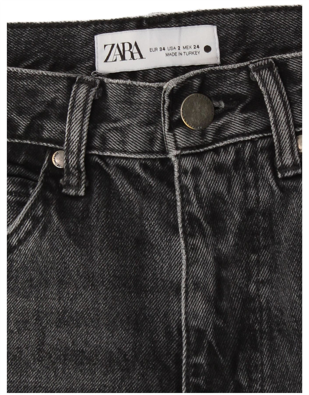 Calça jeans feminina Zara Bootcut EU 34 2XS W24 L30 cinza