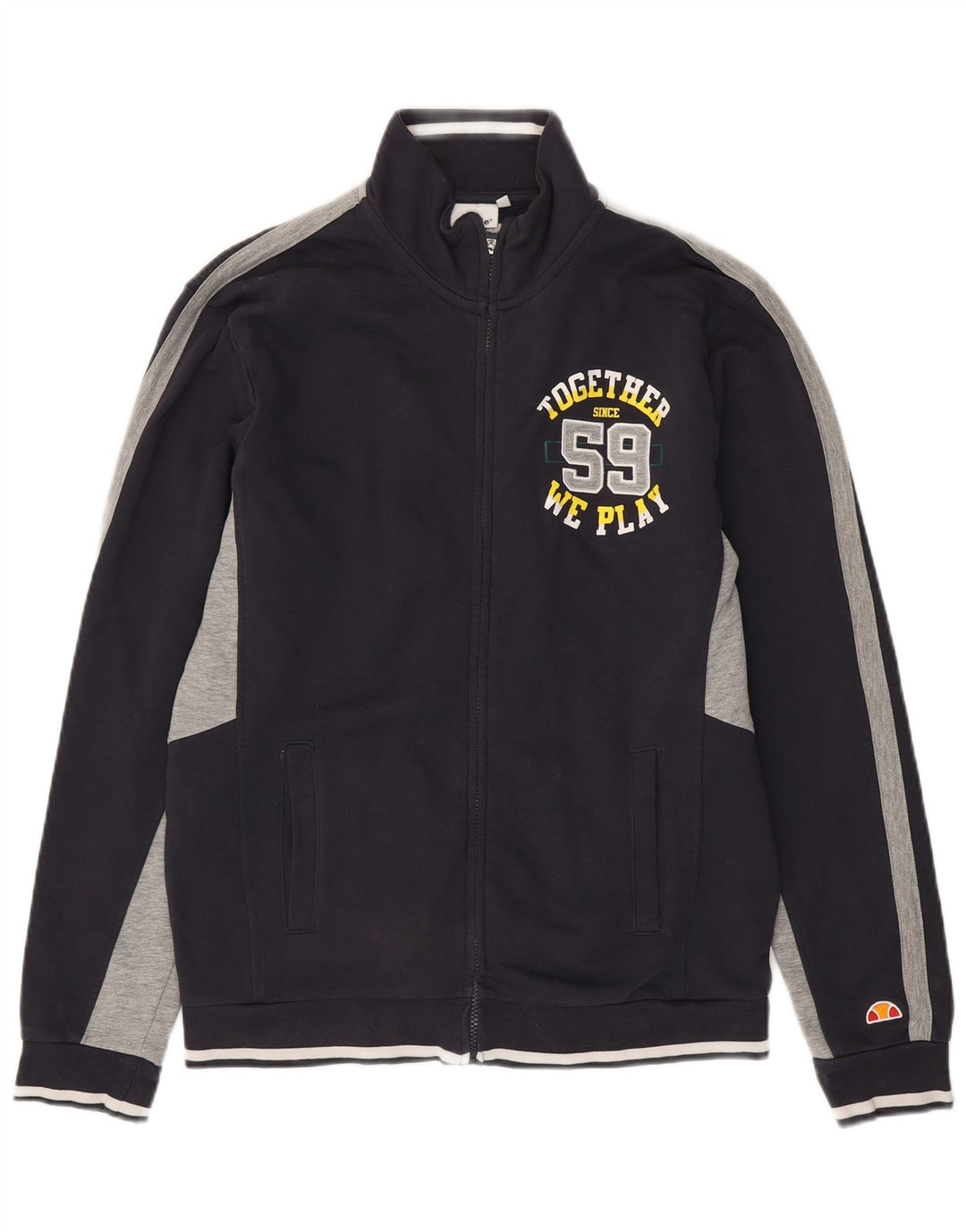 Jaqueta masculina de agasalho gráfico Ellesse XL azul marinho algodão colorblock