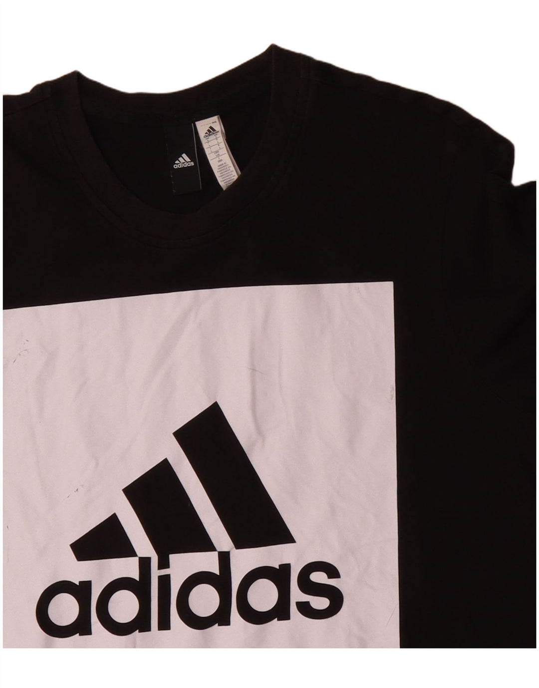Camiseta masculina ADIDAS com estampa gráfica grande de algodão colorido preto