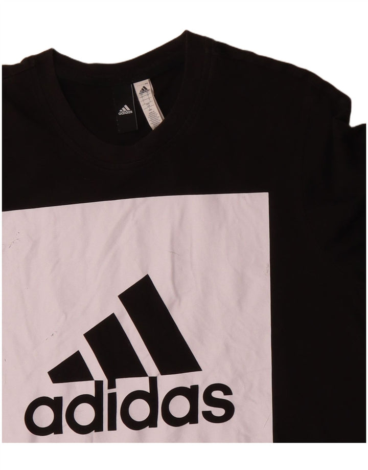 Camiseta masculina ADIDAS com estampa gráfica grande de algodão colorido preto