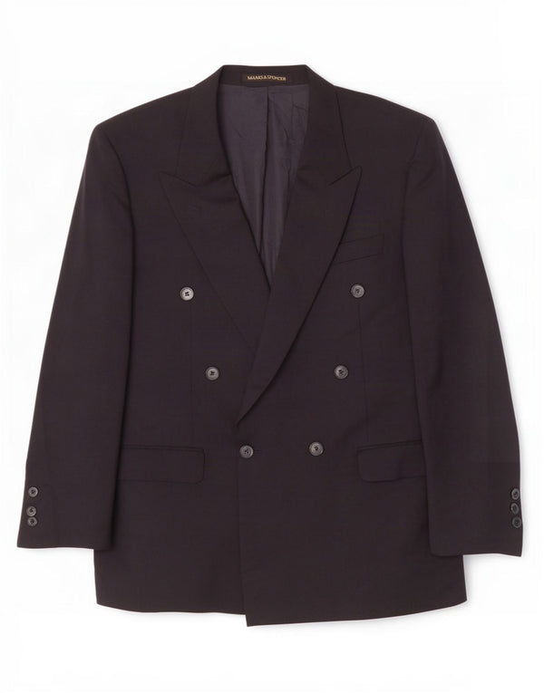 Jaqueta blazer masculina Marks & Spencer com peito duplo Reino Unido 40 médio azul marinho