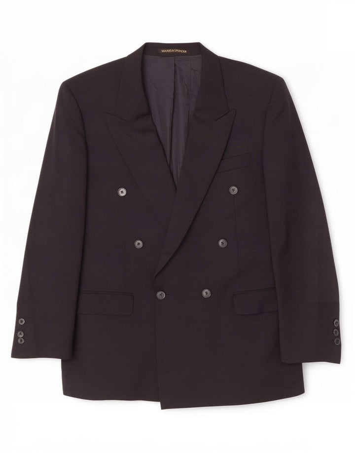 Jaqueta blazer masculina Marks & Spencer com peito duplo Reino Unido 40 médio azul marinho