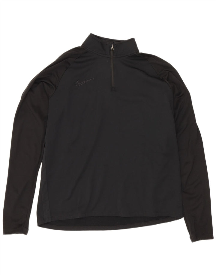 Nike Mens Zip Neck Regular Fit Top Manga Longa Grande Preto Poliéster Esportes