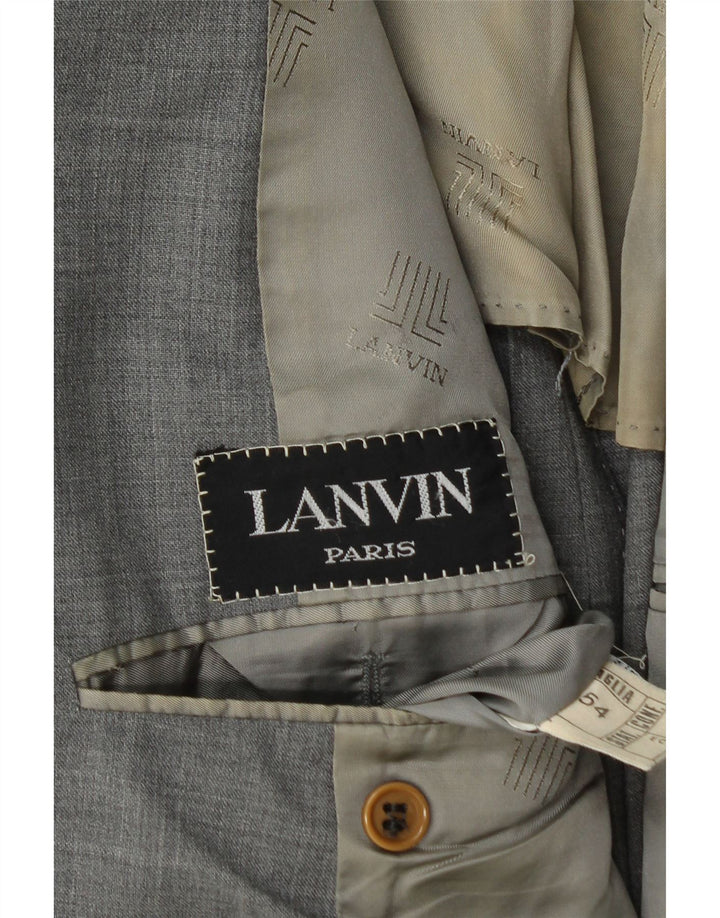 Jaqueta blazer masculina de 2 botões LANVIN IT 54 2XL lã virgem cinza