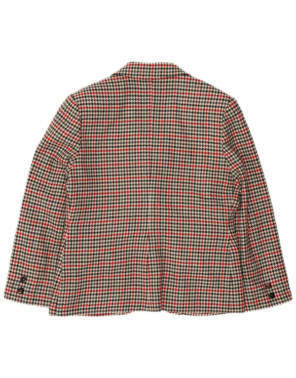 Jaqueta blazer feminina VINTAGE com 2 botões UK 16 grande bege Houndstooth
