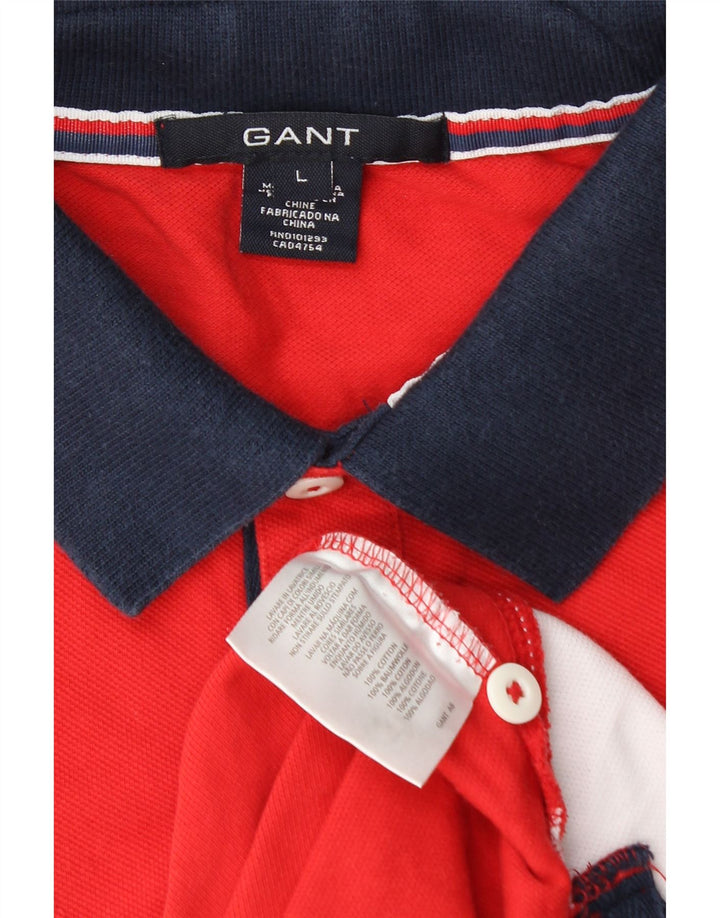 Camisa polo masculina Gant grande algodão colorblock vermelho