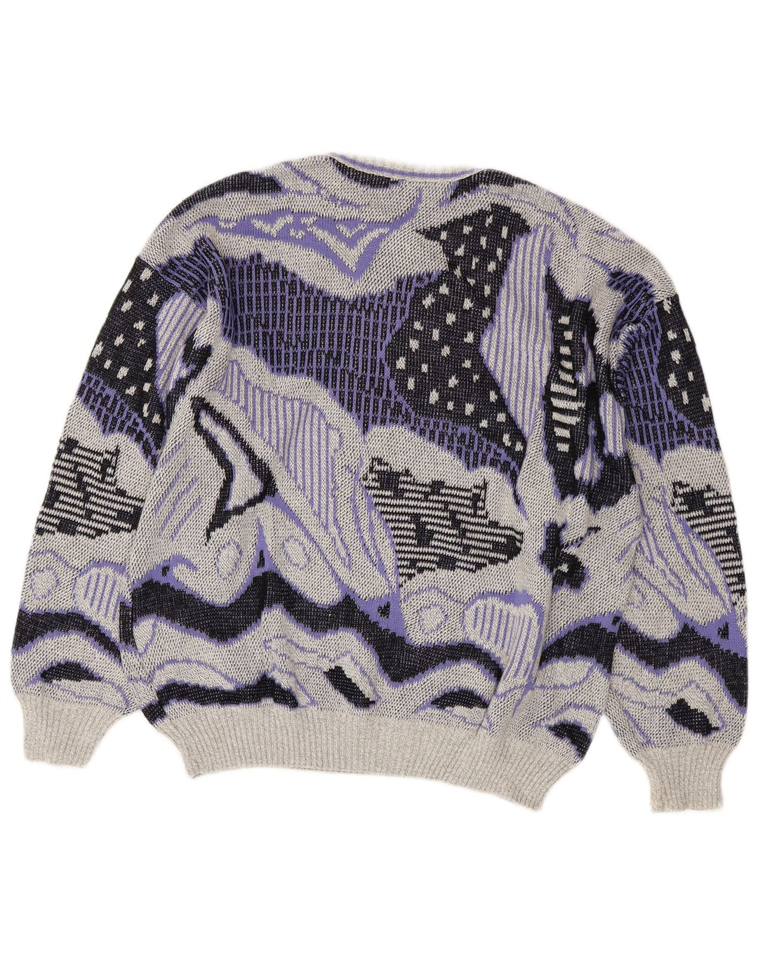 Suéter feminino VINTAGE com estampa abstrata e gola redonda Reino Unido 20 2XL cinza