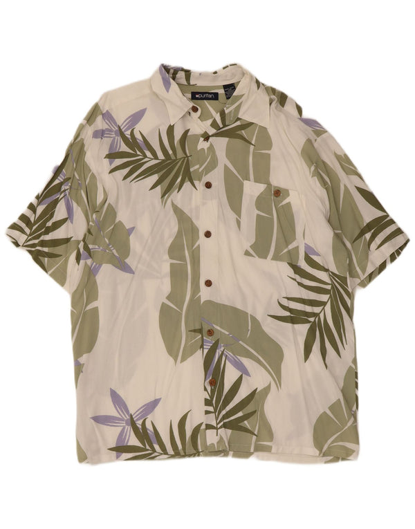 Camisa masculina Puritan de manga curta tamanho 42/44 grande verde floral havaiano