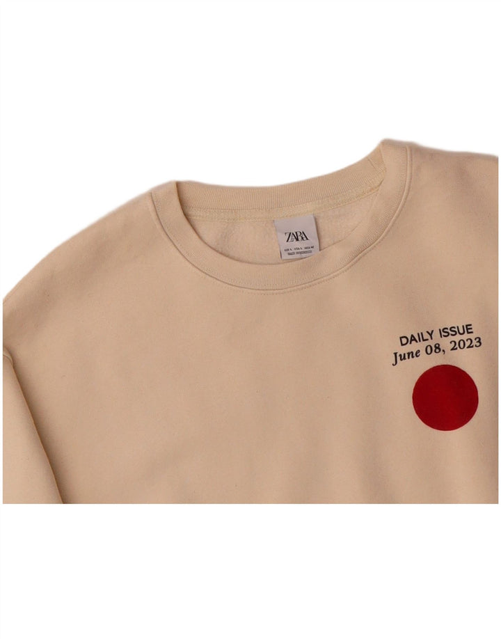 Suéter gráfico masculino ZARA grande bege
