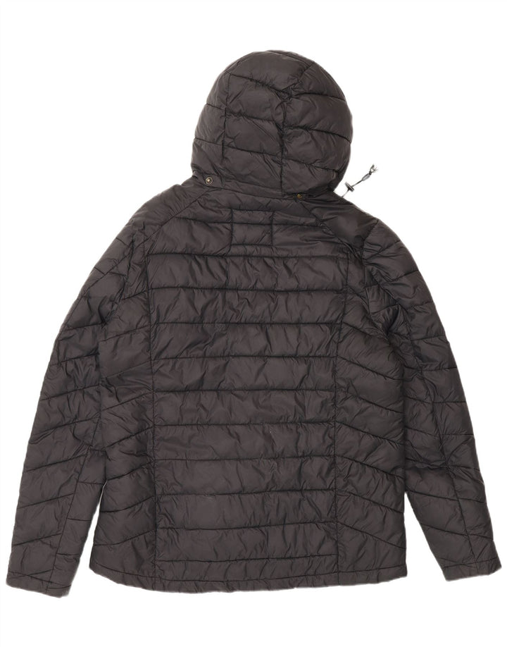 Jaqueta acolchoada com capuz feminina Fat Face UK 16 grande poliamida preta