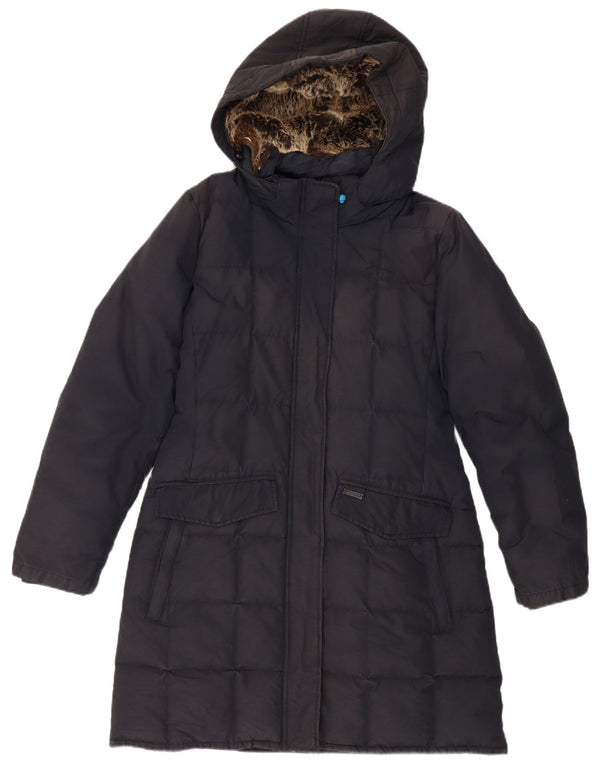 Casaco acolchoado com capuz feminino WOOLRICH UK 18 XL azul marinho poliéster