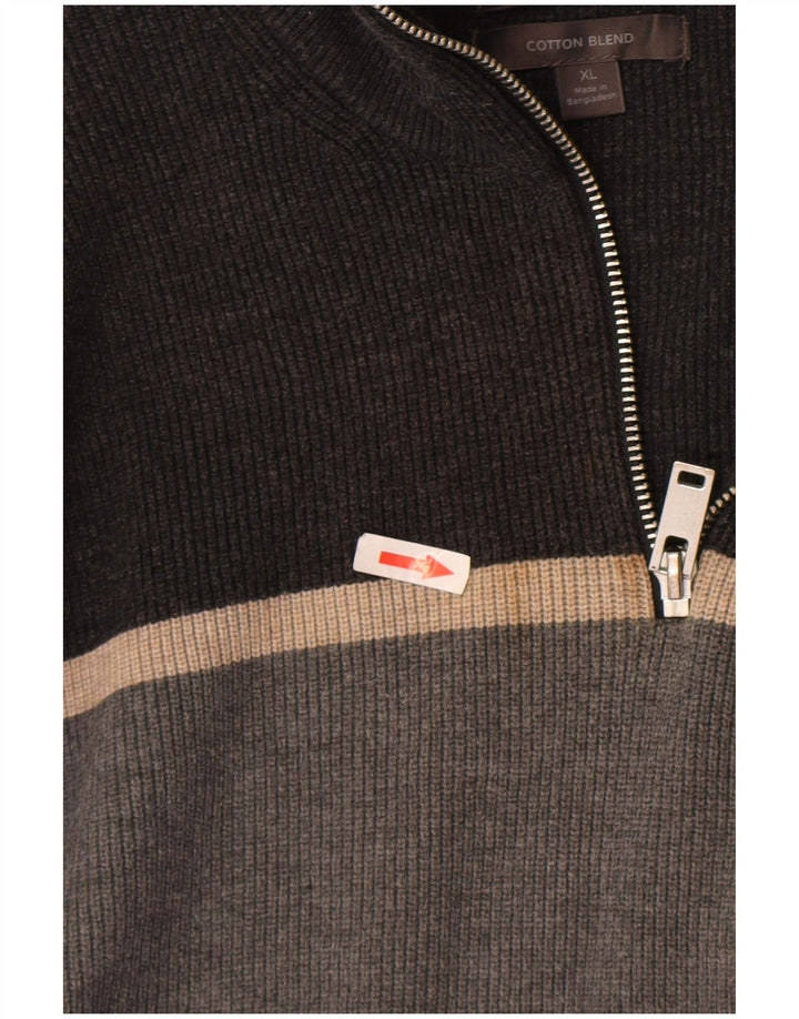 Suéter masculino Marks & Spencer com zíper e gola XL cinza colorblock poliéster