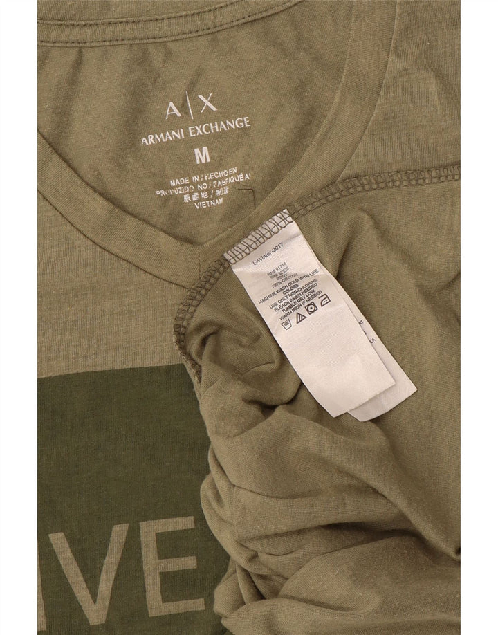 Camiseta gráfica masculina Armani Exchange Top médio algodão cáqui